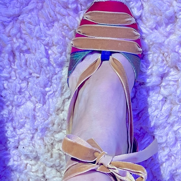 Carmen Saiz 9 made in Spain Euro 40 wedge Silk shoe leather Velvet ankle ribbon - Picture 11 of 16